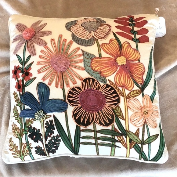 Hallmark Other - Hallmark 18” Embroidered Flower Pillow